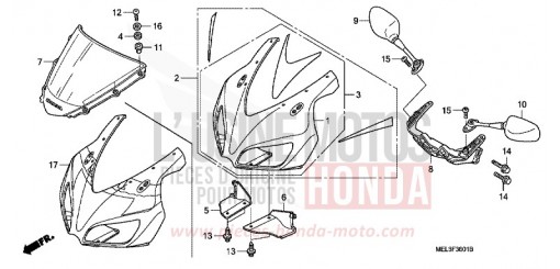 PANNEAU SUPERIEUR (CBR1000RR6/7) CBR1000RR6 de 2006